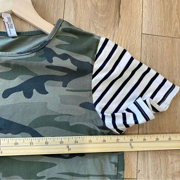 Daisy Mae Womens Camo Striped Sleeve Relaxed Fit T shirt Size Small - Picture 5 of 6